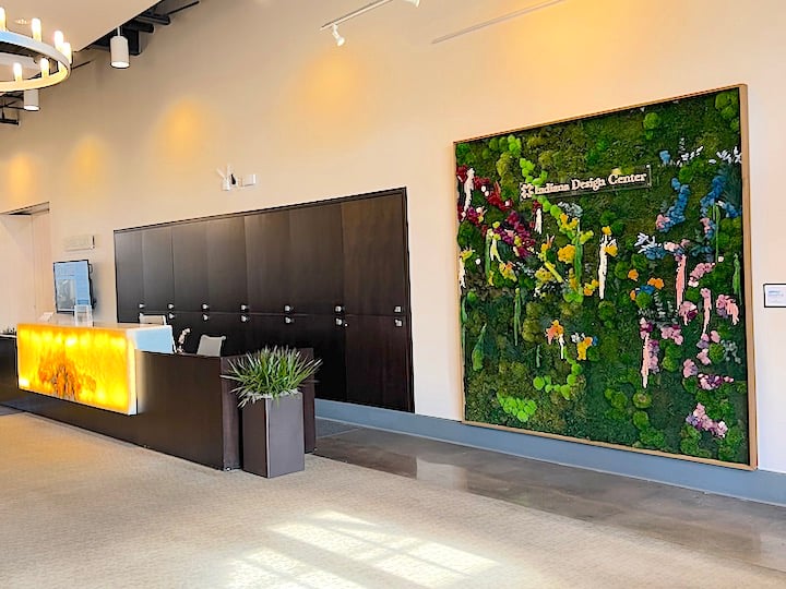 Indiana Design Center - Colorful Moss Wall Design in Carmel, Indiana Front Lobby