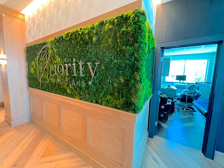 Priority Physicians - Moss Wall Design with Logo near Carmel, Indiana