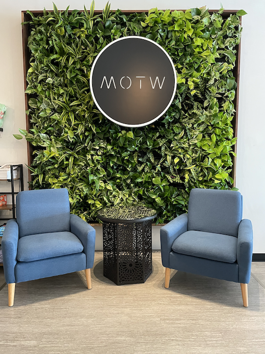 MOTW Coffee Shop, Living Wall, Plant Wall with Logo